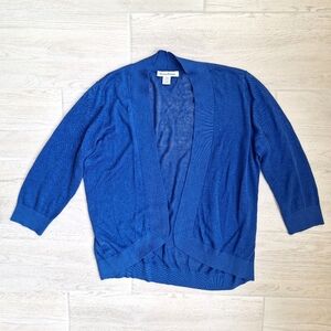 Tommy Bahama Women’s 100% Linen Open Front Blue Cardigan - Size L
